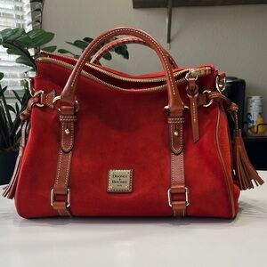 Dooney & Bourke Florentine Satchel Red/Orange Suede Satchel Large